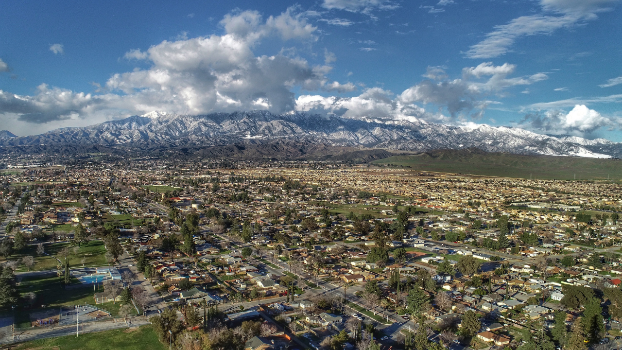 Snow-capped mountains overlooking Beaumont